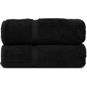 AYUS Bath Towel Set 30 x 60 inch,100% Ring Spun Cotton, Ultra Soft Highly Absorbent Machine Washable Hotel Spa Quality Bath Towels for Bathroom, 2 Bath Towels Black