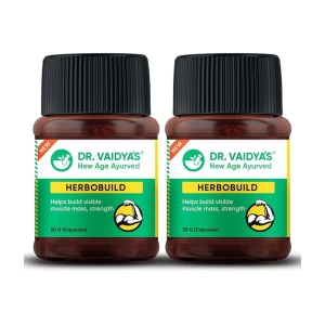 Dr. Vaidyas Herbobuild Capsules | Ayurvedic Muscle & Mass Gainer (30 Capsules Each) Pack of 2