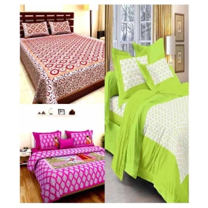 Uniqchoice Cotton 3 Double Bedsheets with 6 Pillow Covers ( 240 cm x 215 cm ) - Assorted