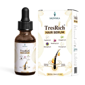 TRESRICH HAIR SERUM, REDUCE HAIRFALL, HAIR THINNING, BOOSTS GROWTH, PARABEN FREE, FRAGRANCE-FREE, ALL HAIR TYPES, 30ML, 1FL OZ