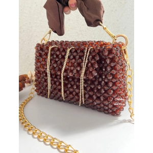 Celebrity Edit Crystal Bag Chocolate Brown