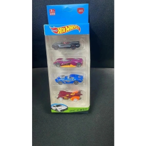 Hot Wheels 4-Car Pack Die-Cast Metal 4 Cars Set - Design May Vary, Multi color - Multi-Color