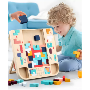 Colourful Blocks: Wooden Tetris Puzzle for Kids