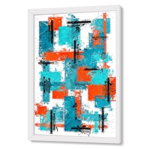 Brush Stroke Patterned Geometric Wall Art - II-Essential (13.5 X 19.5 Inches) / Frame With Glass / White Frame