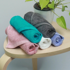 Bamboo Face Towels - Set of 5-Ocean Teal - Ivory White - Pale Iris - Peach - Light Grey