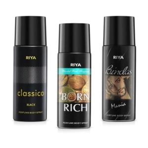 Riya Classico & Born Rich & Bindas Mania Deodorant Spray & Perfume For Men 450 ( Pack of 3 )