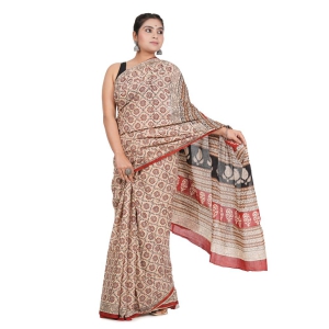 Bagru Handblock Printed Cotton Saree With Blouse - (1TTXSARRJ17106-18)