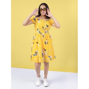 Naughty Ninos - Yellow Polyester Girls Off Shoulder Dress ( Pack of 1 ) - None