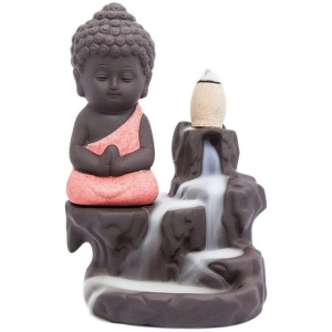 bentag-brown-ceramic-monk-buddha-smoke-backflow-pack-of-1