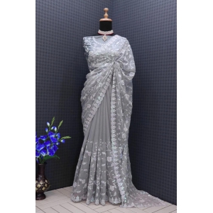 Decent Sequence Grey Color Saree