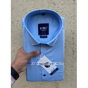 Sky blue satin full shirt -372-4-L