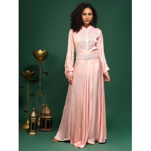 Lavender Pink Satin Skirt Set-L