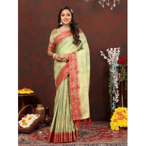 Seagreen Cotton Woven Design with Zari Weaving Design Saree