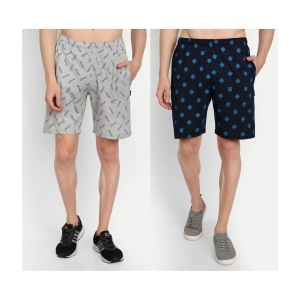 Zeffit - Multicolor Cotton Blend Mens Shorts ( Pack of 2 ) - None