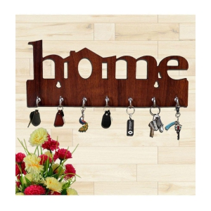 HOMETALES Brown Wood Key Holder - Pack of 1