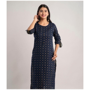 MAUKA - Blue Rayon Women's Straight Kurti ( Pack of 1 ) - None