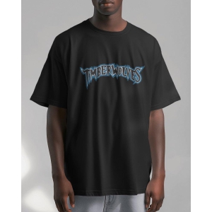 Half Sleeves Printed Oversized T-Shirts (Black)-XXL