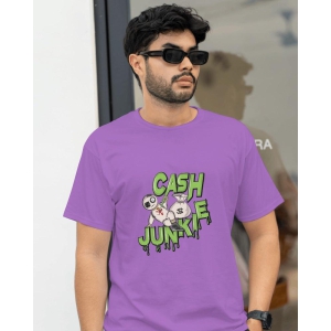 Half Sleeves Printed Oversized T-Shirts (Purple)-XL