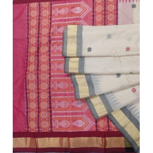 Beige Red Sambalpuri HW Dolabedi Anchal Tussar Silk Saree