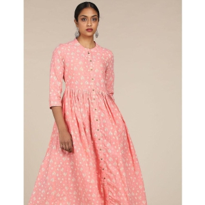 Karigari Cotton Pink Fit And Flare Dress - - S