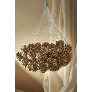 DRIED PINES DECORATIVE CONES (Set of 20)-Gold