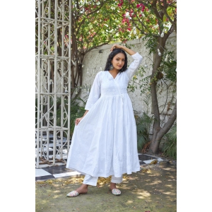 Soft Chanderi 2 pc Kurta set- White-White / XXXXL