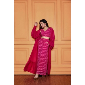 Fuschia Pink Leheriya Co-ord Set-S