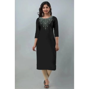 JASH CREATION - Black Rayon Womens Straight Kurti ( Pack of 1 ) - None