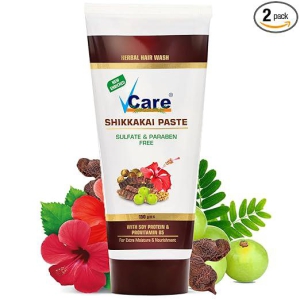 vcare-shikkakai-paste-for-hair-wash-with-soy-protein-and-provitamin-b5-herbal-hair-wash-for-extra-moisture-nourishment-150g