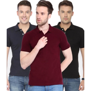 Poly Cotton Solid Half Sleeves Mens Polo T-shirt (Pack of 3)-M