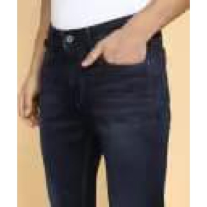 Men Skinny Mid Rise Dark Blue Jeans