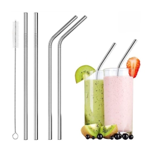 SHARUJA Stainless Steel Silver Straws - Silver