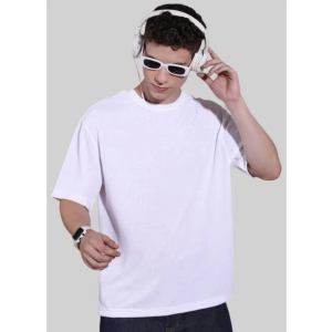 AKTIF Cotton Blend Oversized Fit Solid Half Sleeves Mens T-Shirt - White ( Pack of 1 ) - None