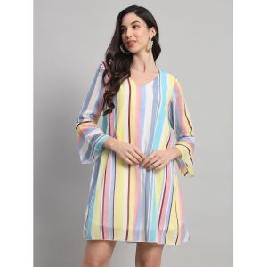 Curvydrobe Georgette Striped Mini Womens A-line Dress - Multi Color ( Pack of 1 ) - None