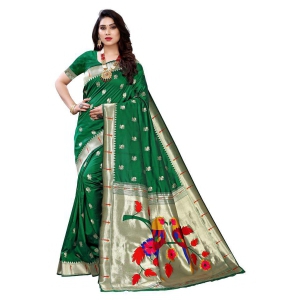 pandadi saree Green Banarasi Silk Saree