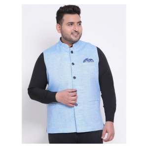 Hangup Blue Linen Nehru Jacket - None