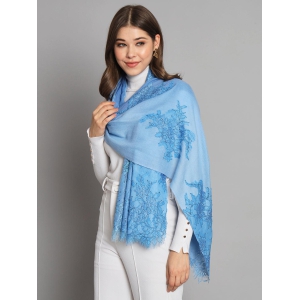 Ombre Blue Shawl with lace and swarovski design