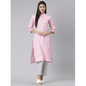 Women Solid Pink and Grey Striped Kurta Set