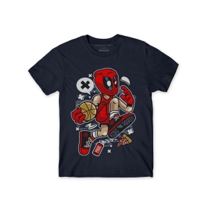 Basketball Superhero Tshirt-8-9 Years / Navy