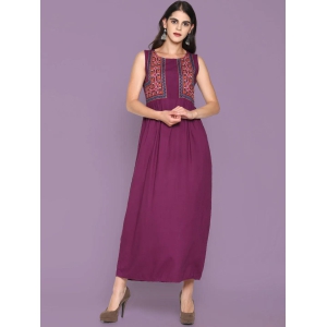 Purple Embroidered Maxi Dress-L