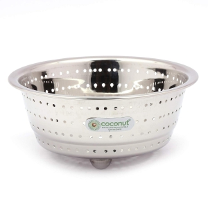 Coconut Stainless Steel Rice, Fruits & Vegetables Basin Strainer/Colander for Kitchen - 1 Unit - (Diamater- 7 Inches)