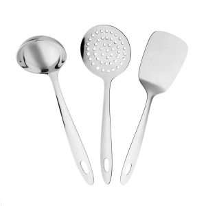 NURAT Stainless Steel Kitchen Tools Laddle, Spoon,Turner Steel Laddle/Spoon/Turner (Set of 3)