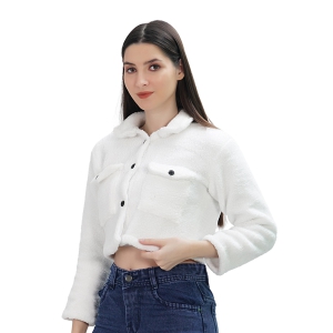 Lily Buds Wool Jacket For Women (White)-L