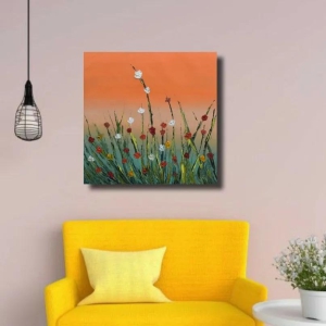 Meadows, Acrylic on Canvas, Handmade Wall Painting