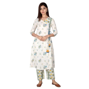 JAIPURETHNICWEAVES Women's Cotton Cambric Floral Printed Angrakha Kurta & Palazzo Set