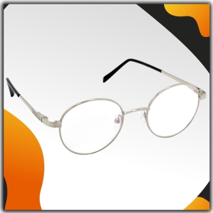 Hrinkar Trending Eyeglasses: Silver Oval Optical Spectacle Frame For Men & Women |HFRM-SLVR-19011