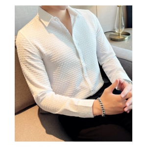 White Check Textured Premium Shirt-M/40