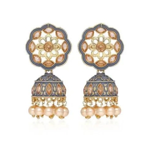 Meenakari Jhumka Earrings in Gold finish