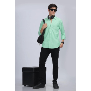 Premium Men Shirt, Regular Fit, Pure Cotton, Full Sleeve, Solid, Green-M / Green