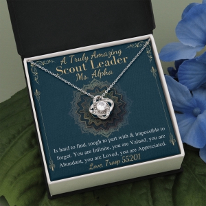 Scout Leader Gift Necklace, Girl Scout Leader Gift, Girl Scout Leader Appreciation, Scout Leader Thank You,Scout Leader Christmas Gift #0891 alpha-Mahogany Style Luxury Box (w/LED)